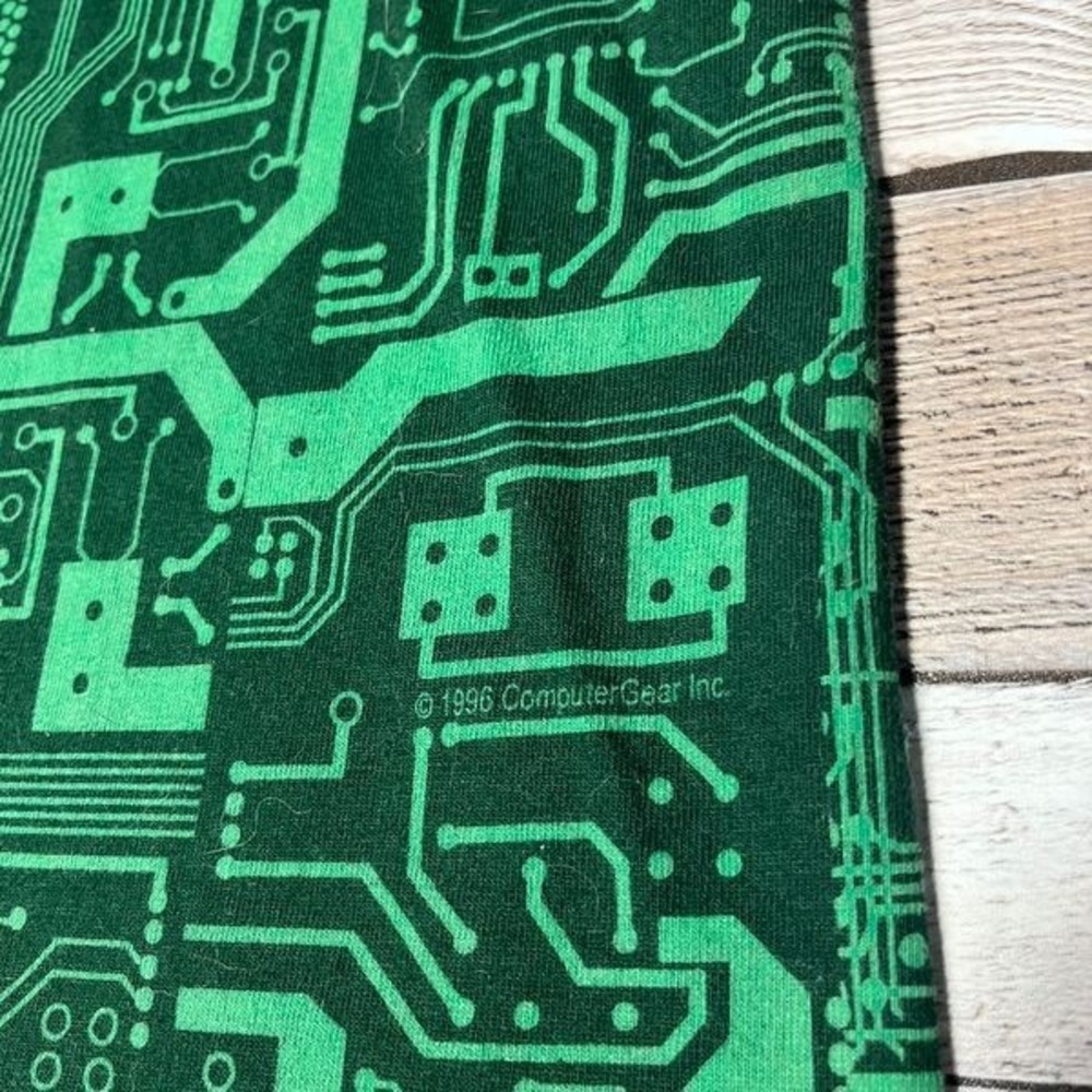 Computer Gear Shirt Adult Large Green Aop Circuit Board Technology Computer View 3